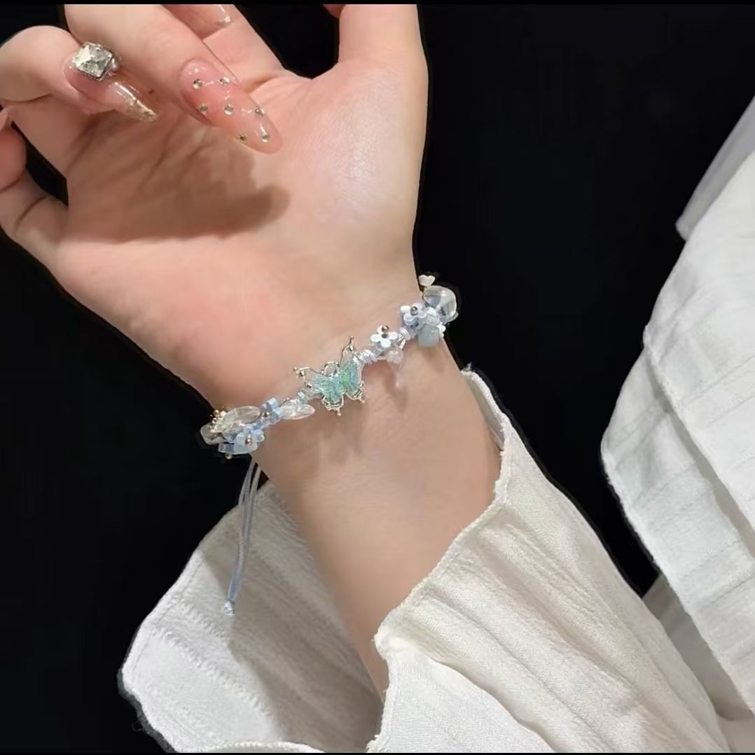 Handmade Woven Blue Butterfly Bracelet for Best Friends